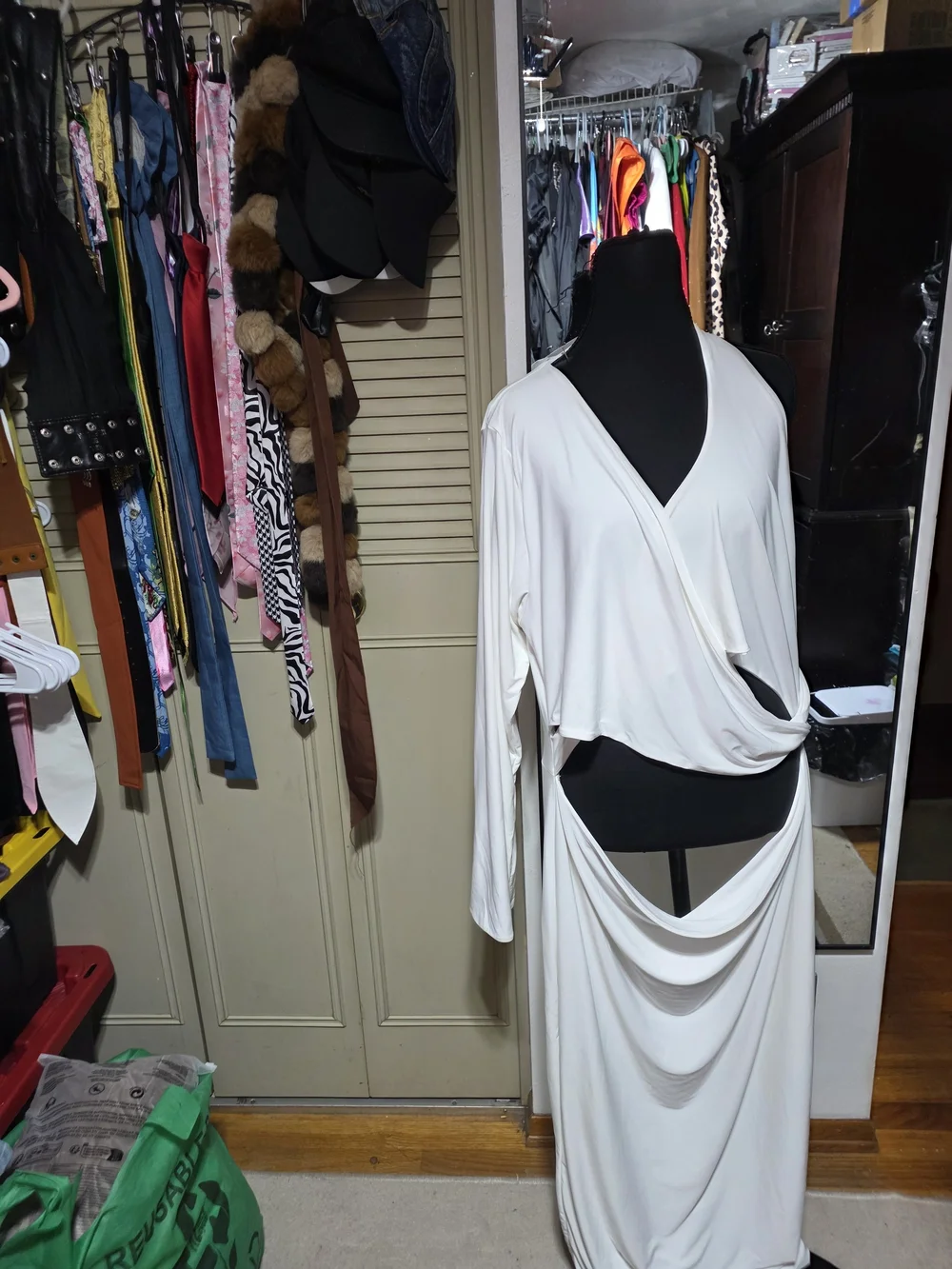 PrettyLittleThing White One-Shoulder Draped Maxi Dress